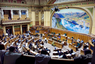 Bild des Nationalratssaales im Bundeshaus Bern